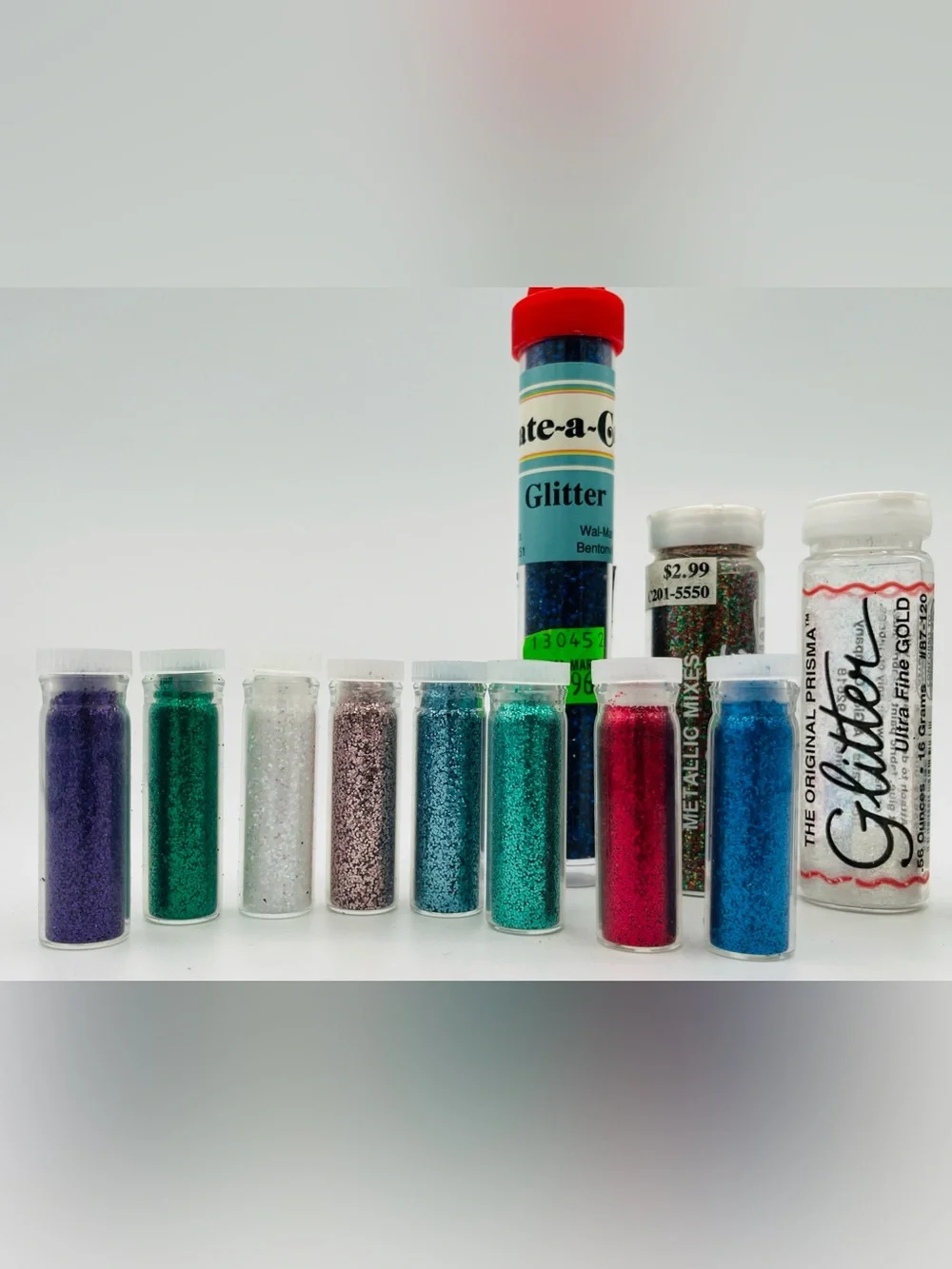 Mixed lot colors sizes Prisma Glitter tubes Vintage Metallic Gold blue red